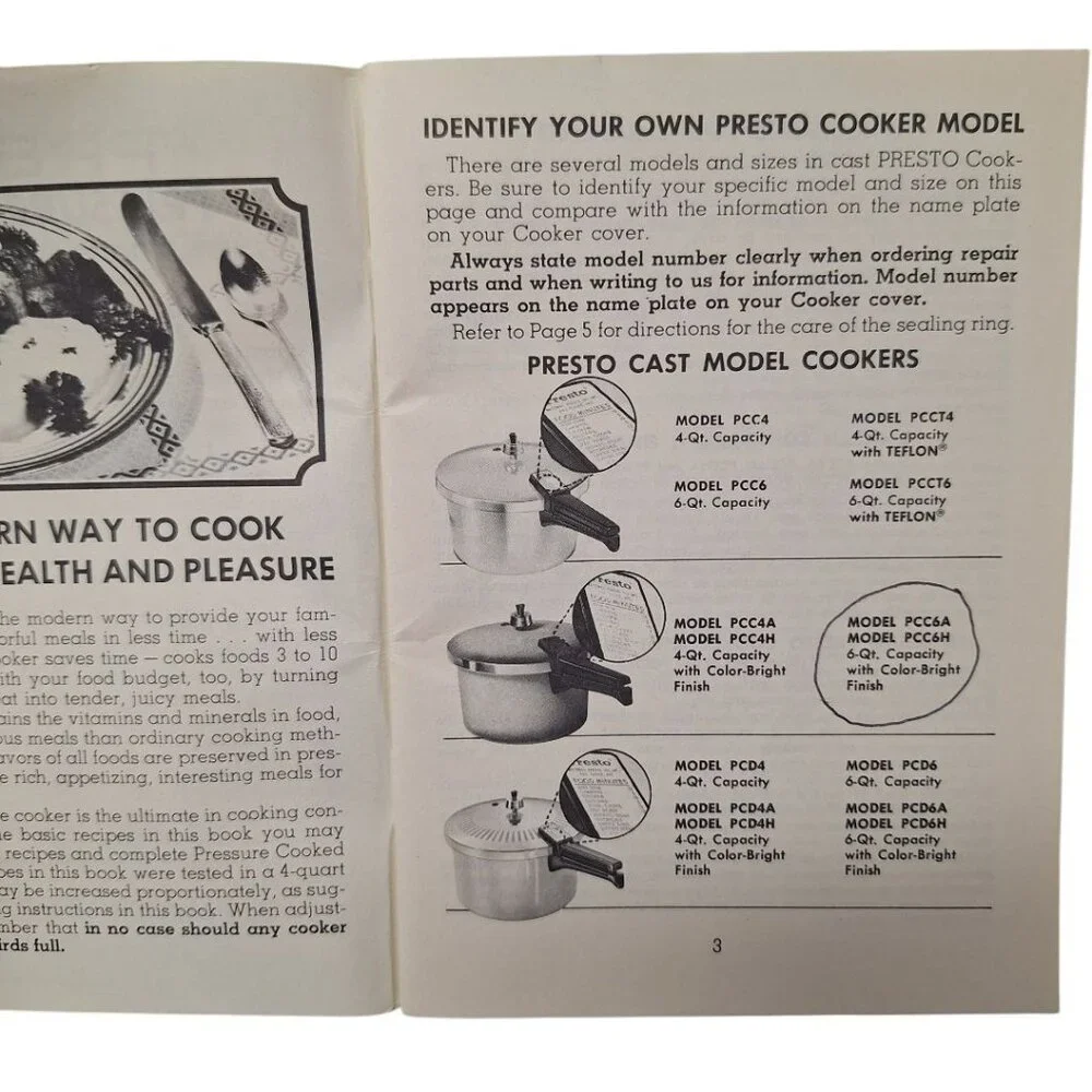 Presto Pressure Cooker Recipe  Book Instructions 1960s Stew Soup Canning Vintage